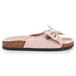 Queen Vivi Eleganti pantofole in pelle scamosciata marrone