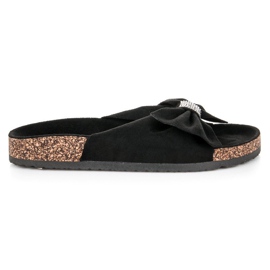 Queen Vivi Eleganti pantofole in pelle scamosciata nero