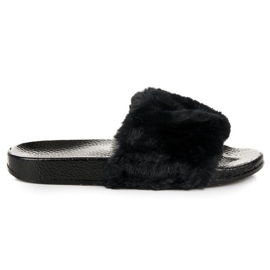 Pantofole Nere Con Pelliccia nero