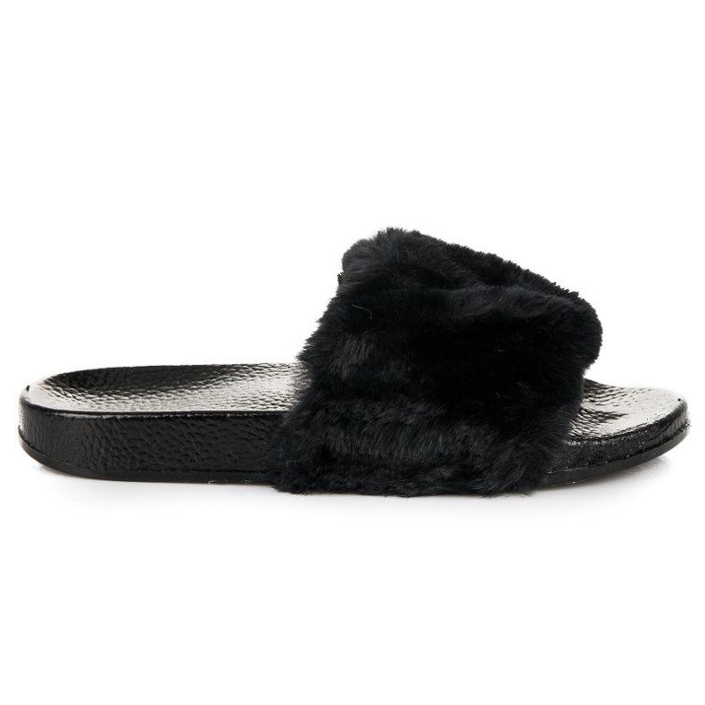 Pantofole Nere Con Pelliccia nero