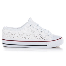 Sneakers bianche in pizzo bianco
