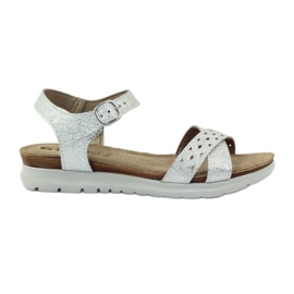 Sandali in pelle Inblu 038 inserto argento grigio
