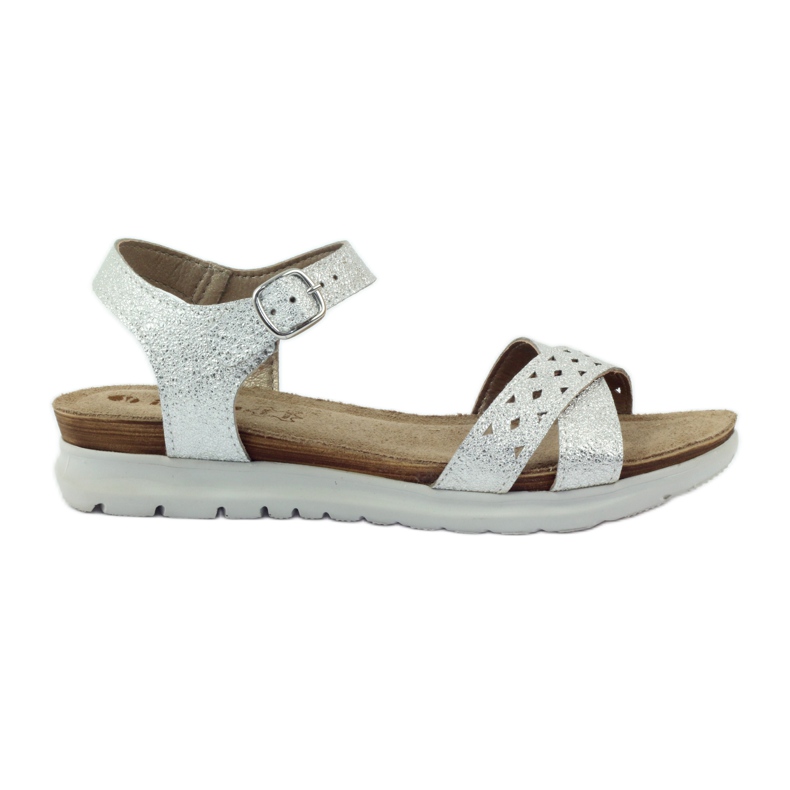 Sandali in pelle Inblu 038 inserto argento grigio