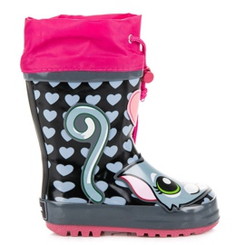 American Club Wellies per bambine con nervature americane rosa grigio