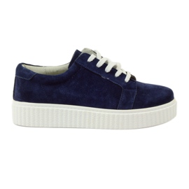 Scarpe Creepers in pelle Filippo 036 blu navy