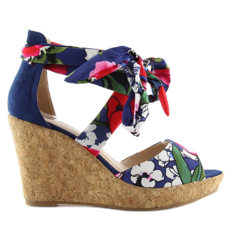 Sandali blu navy su zeppe di sughero