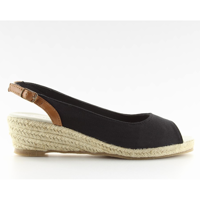 Espadrillas nere su una zeppa bassa nero