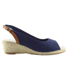 Espadrillas blu navy e blu navy su una zeppa bassa