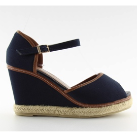 Sandali con zeppa AF-74 navy blu navy
