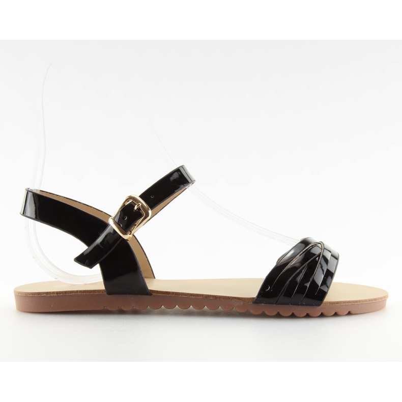 Sandali con strisce nere lucide nero