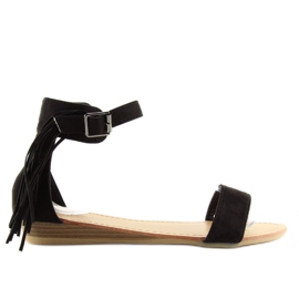 Sandali da donna neri con frange nere nero