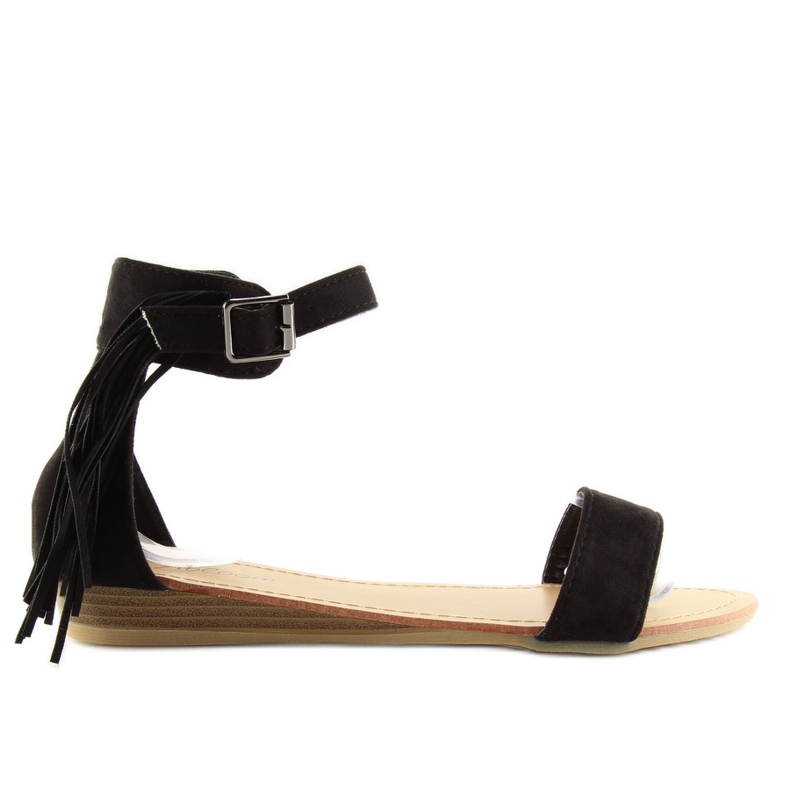 Sandali da donna neri con frange nere nero