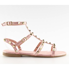Sandali da donna con borchie rosa H56 Champagne