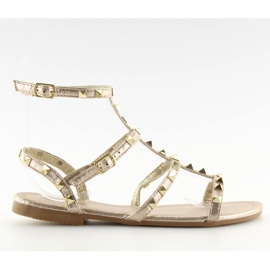 Sandali da donna con borchie oro H56 LT.GOLD d'oro