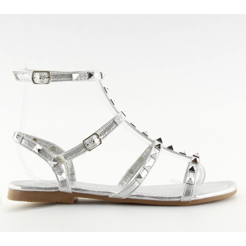Sandali da donna con borchie argento H56 Silver grigio