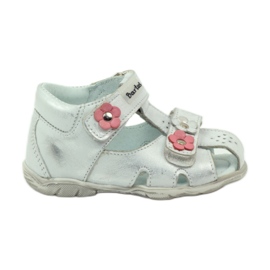 Sandali Bartuś per velcro con fiori d'argento