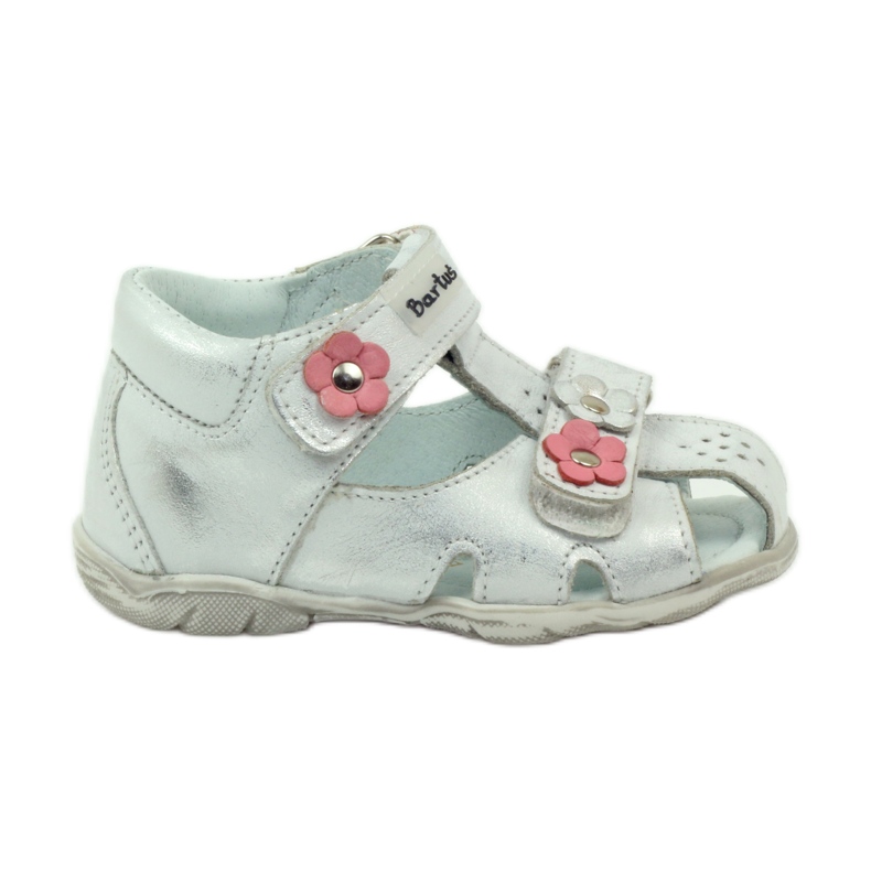 Sandali Bartuś per velcro con fiori d'argento