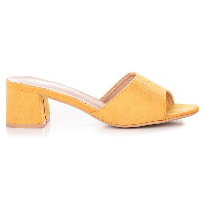 Renda Sandali con tacco in camoscio giallo