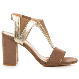 Sandali slip-on con tacco Vinceza marrone
