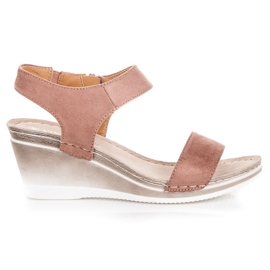 Sandali con zeppa in camoscio vinceza rosa