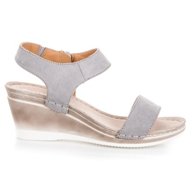 Sandali con zeppa in camoscio vinceza grigio