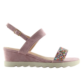 Sandali viola malva con zeppa bassa