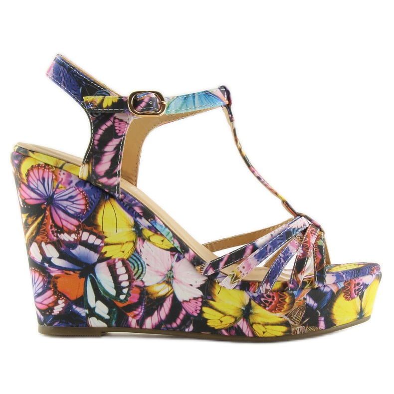 Sandali con zeppa YX-17 neri multicolore nero