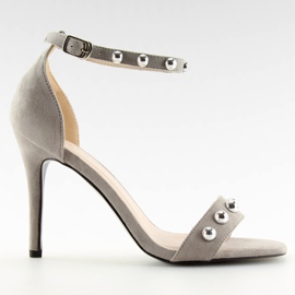 Sandali con tacco ZY118 L.GRAY grigi grigio