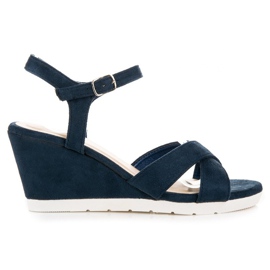 Sandali con zeppa vinceza blu navy