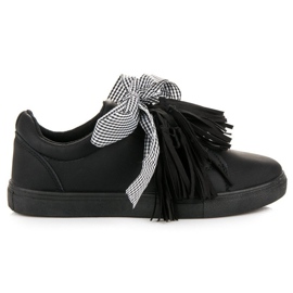 Sneakers allacciate con frange nero