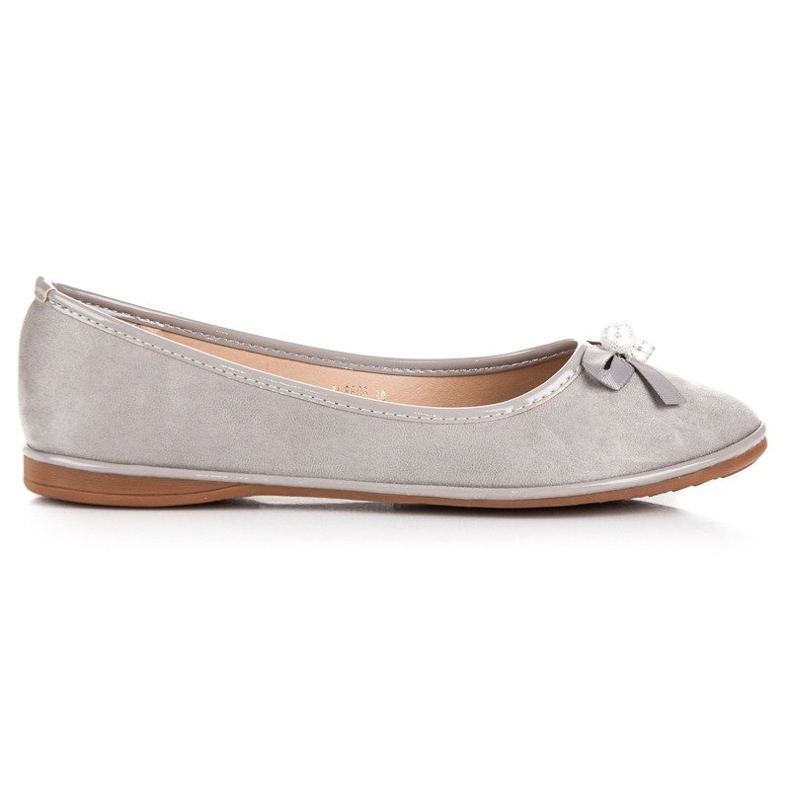 Ideal Shoes Eleganti ballerine in camoscio grigio
