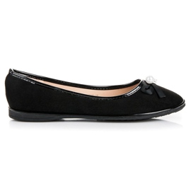 Ideal Shoes Eleganti ballerine in camoscio nero