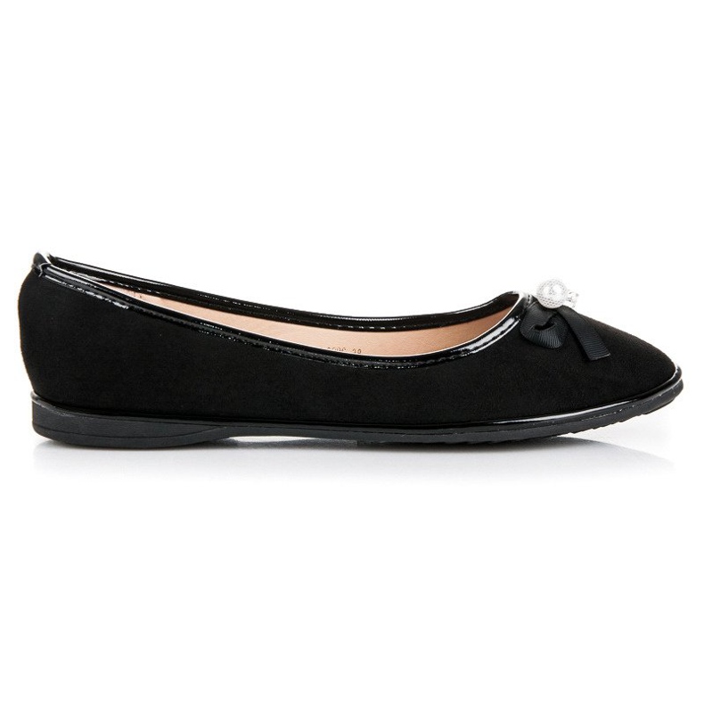 Ideal Shoes Eleganti ballerine in camoscio nero