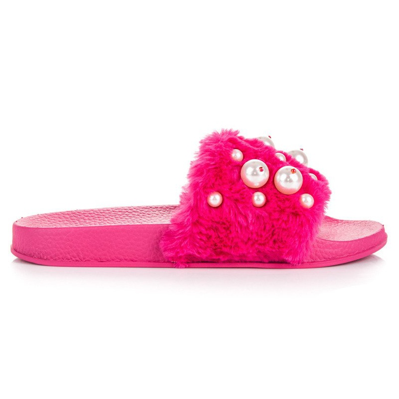Wilady Ciabatte fucsia con perle rosa