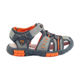 American Club Sandali da bambino con inserto in pelle americana 93607 grigio arancia