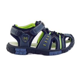 American Club Sandali da bambino con inserto in pelle americana 93607 blu navy verde arancia