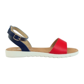 American Club Sandali con sottopiede in pelle American 170621 rosso blu navy