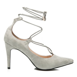 Vices Eleganti tacchi a spillo con cravatta in suede grigio