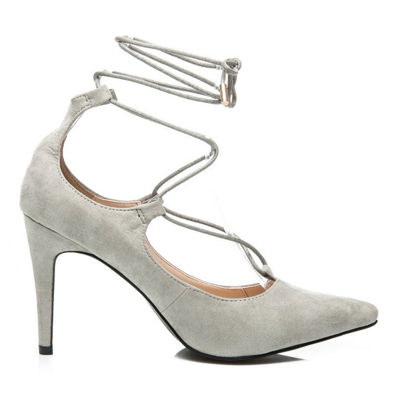 Vices Eleganti tacchi a spillo con cravatta in suede grigio