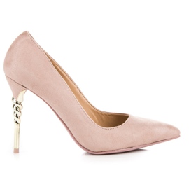 Scarpe col tacco in pelle scamosciata cipria rosa