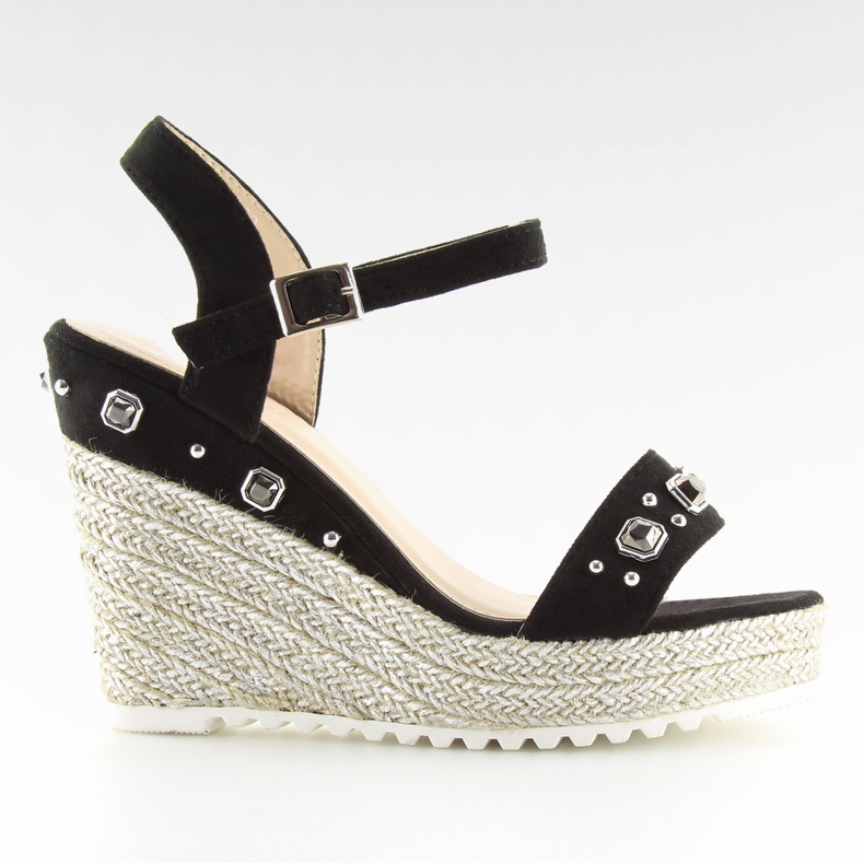 Espadrillas nere su zeppe, nere TS-2730 Black nero