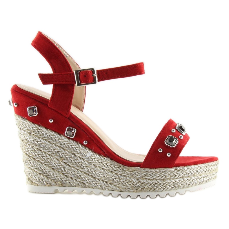 Espadrillas rosse su zeppa rossa TS-2730 Red rosso