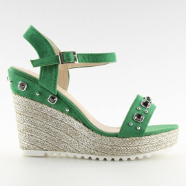 Espadrillas verdi su zeppe, verde TS-2730 Verde