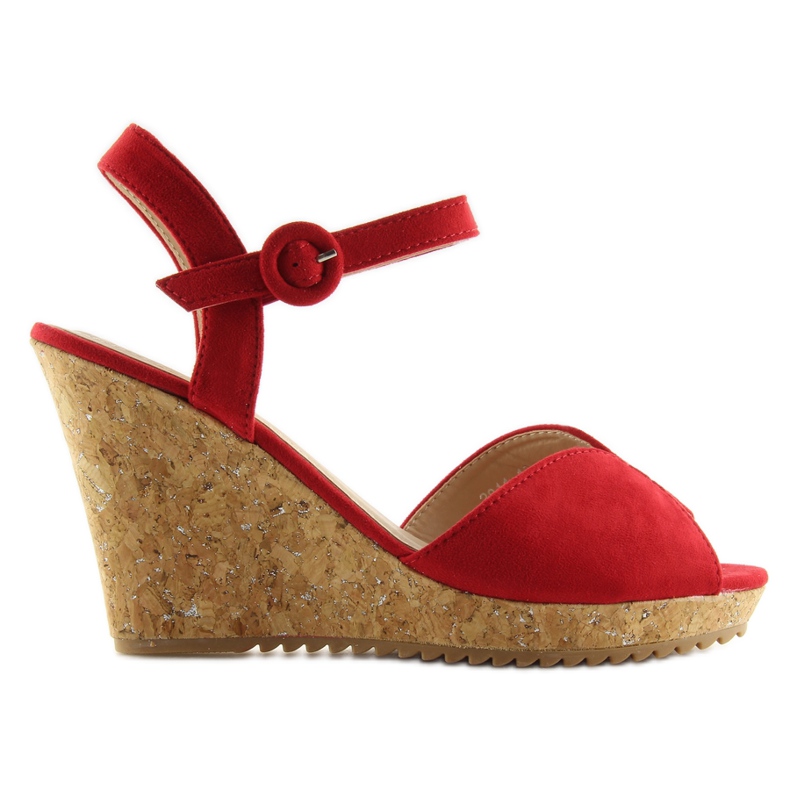 Sandali rossi su zeppa in sughero 3811 rosso