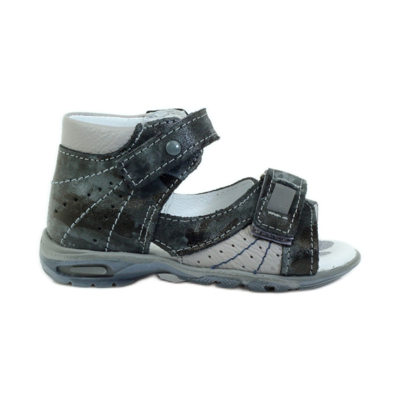Sandali da bambino in pelle con velcro e catarifrangenti 1407 grigio RenBut