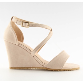 Sandali con zeppa beige 266-6 beige