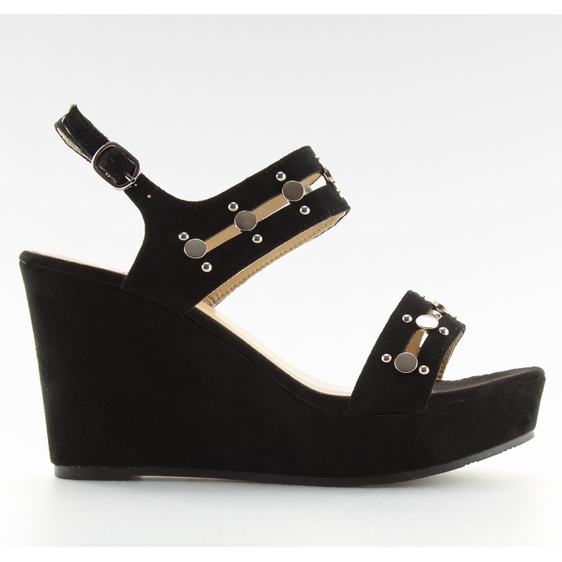 Sandali neri su zeppa 1606 Nero