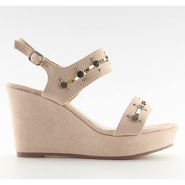 Sandali con zeppa beige 1606 Beige