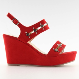 Sandali con zeppa rossi 1606 Rosso