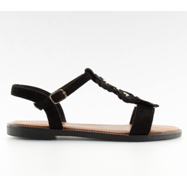 Sandali da donna in camoscio nero WL-001